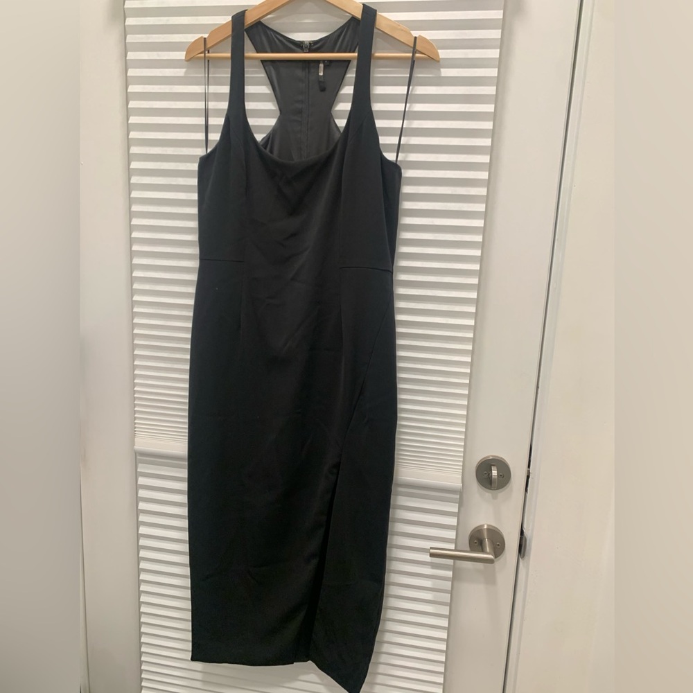 Jay Godfrey black racer back midi dress